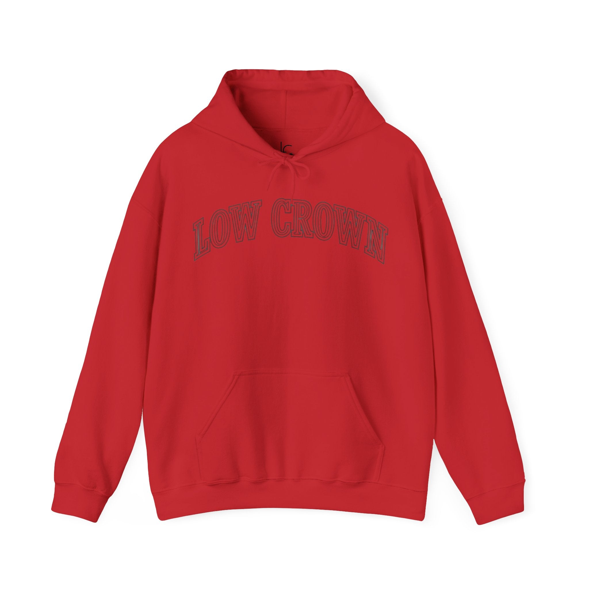 Low Crown Hoodie — Minimal White Graphic Hooded Sweatshirt