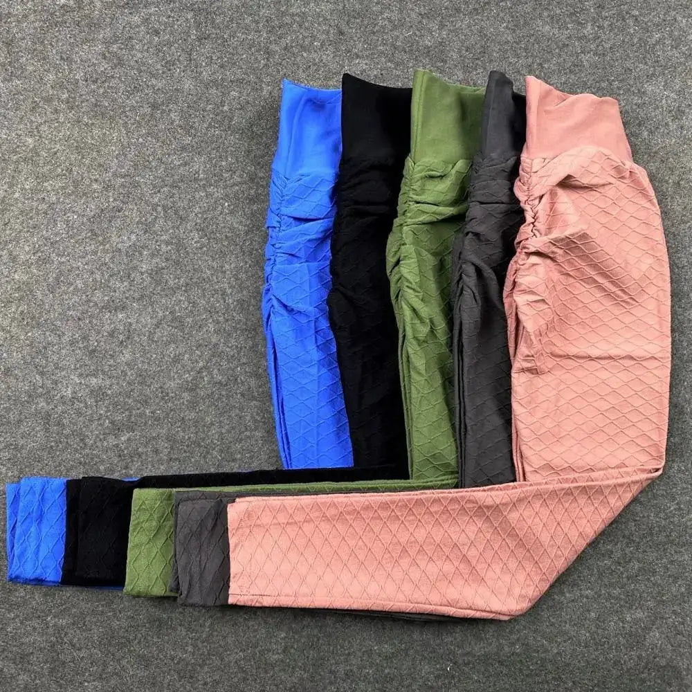 Cross Over Waist Seamless Yoga Pants with Scrunch Bum: High Rise Fitness Leggings