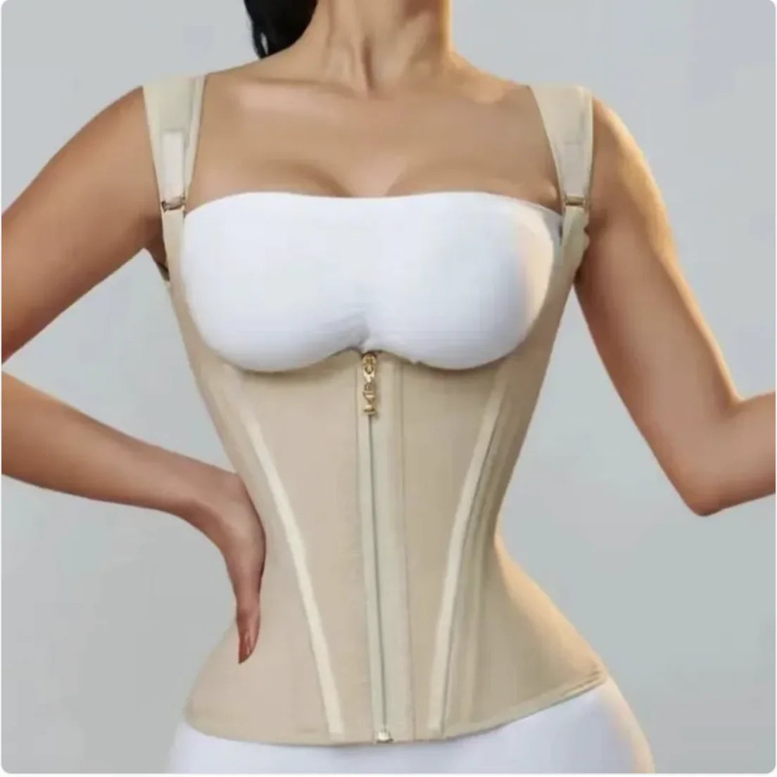 Retro Zipper Front Shapewear Top