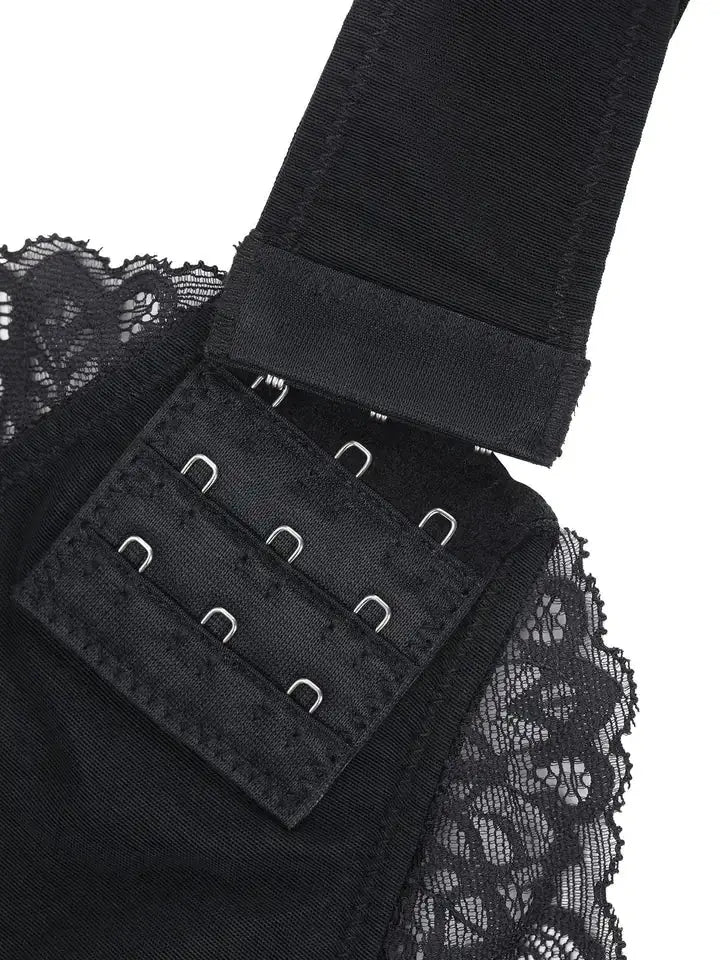 Deep V-Neck Lace Thong Bodysuit