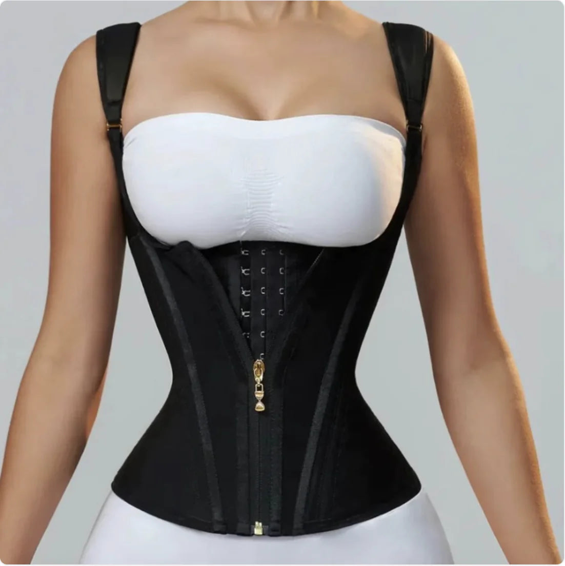 Retro Zipper Front Shapewear Top