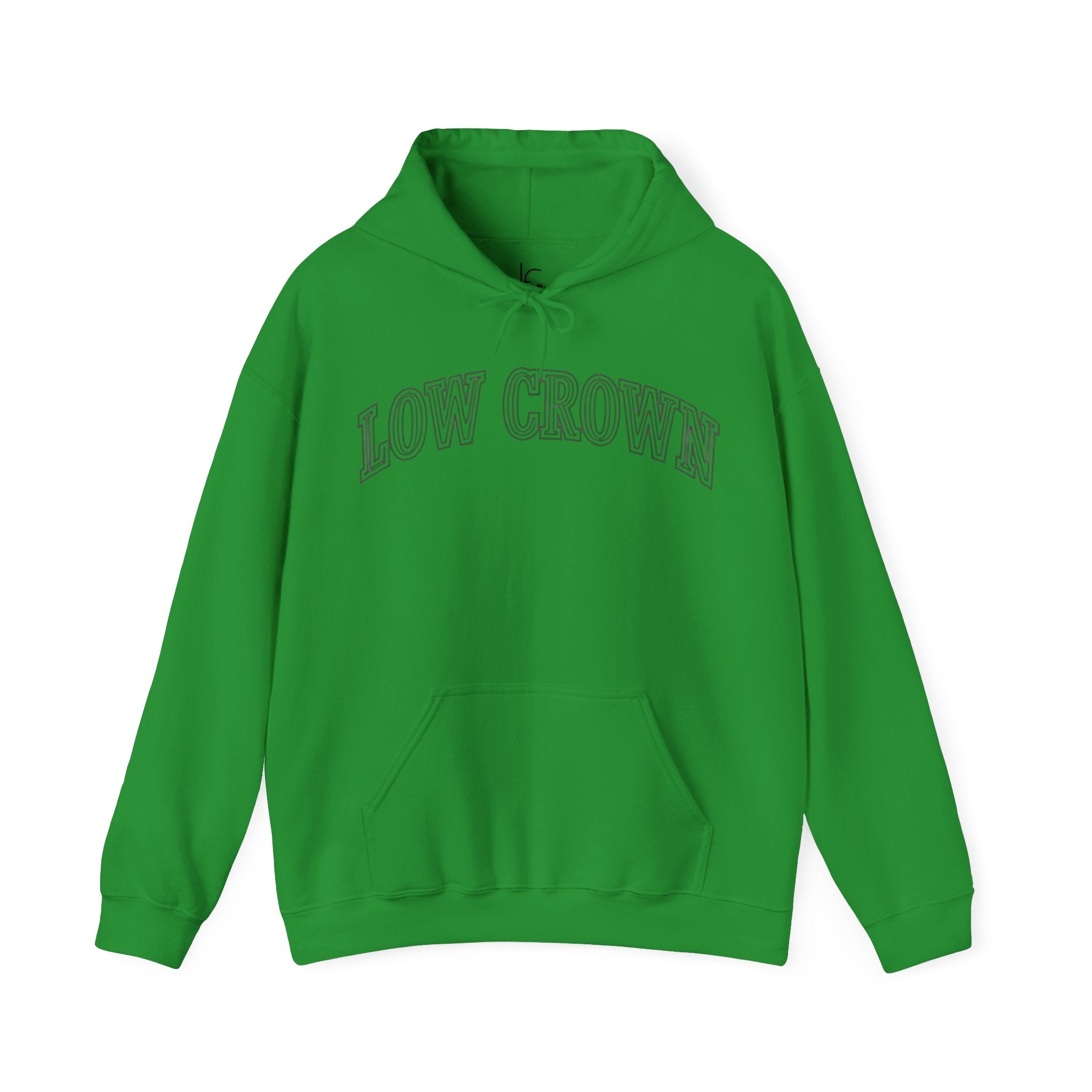 Low Crown Hoodie — Minimal White Graphic Hooded Sweatshirt