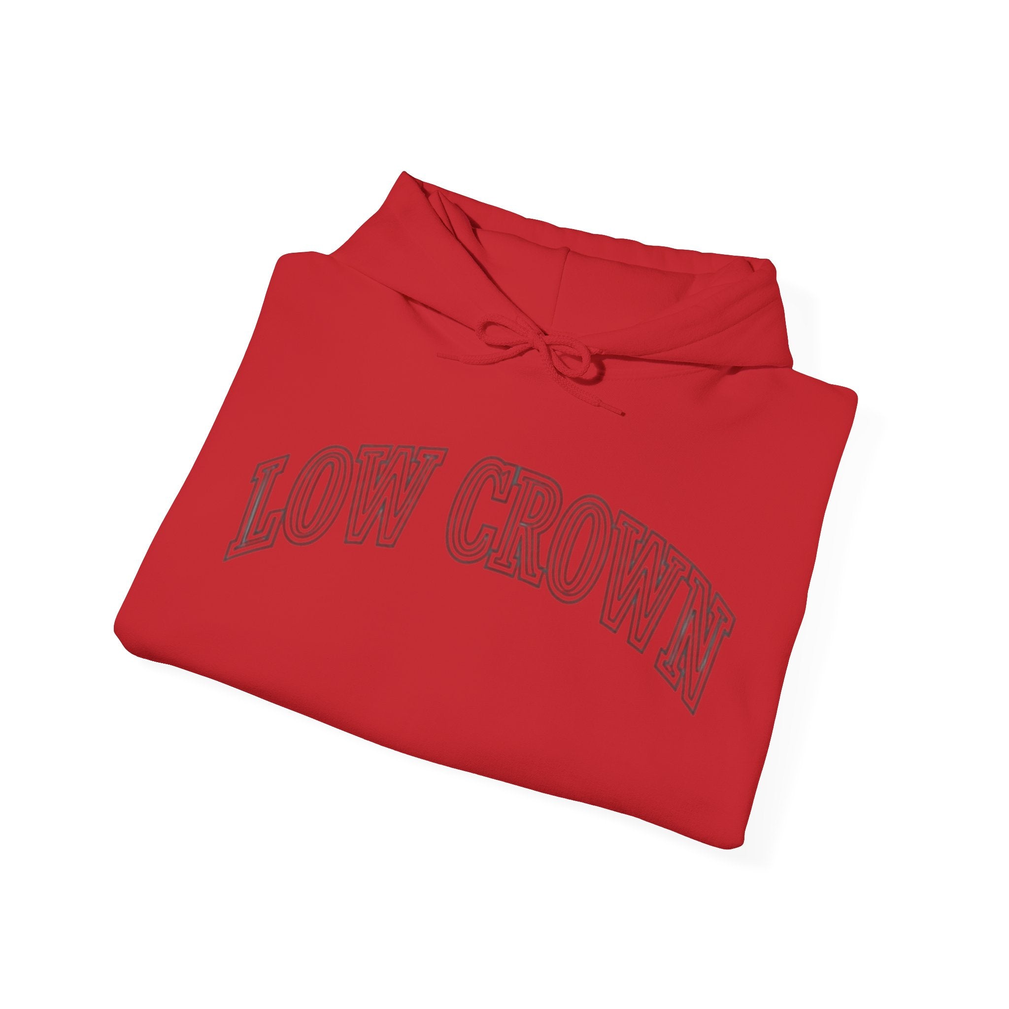Low Crown Hoodie — Minimal White Graphic Hooded Sweatshirt