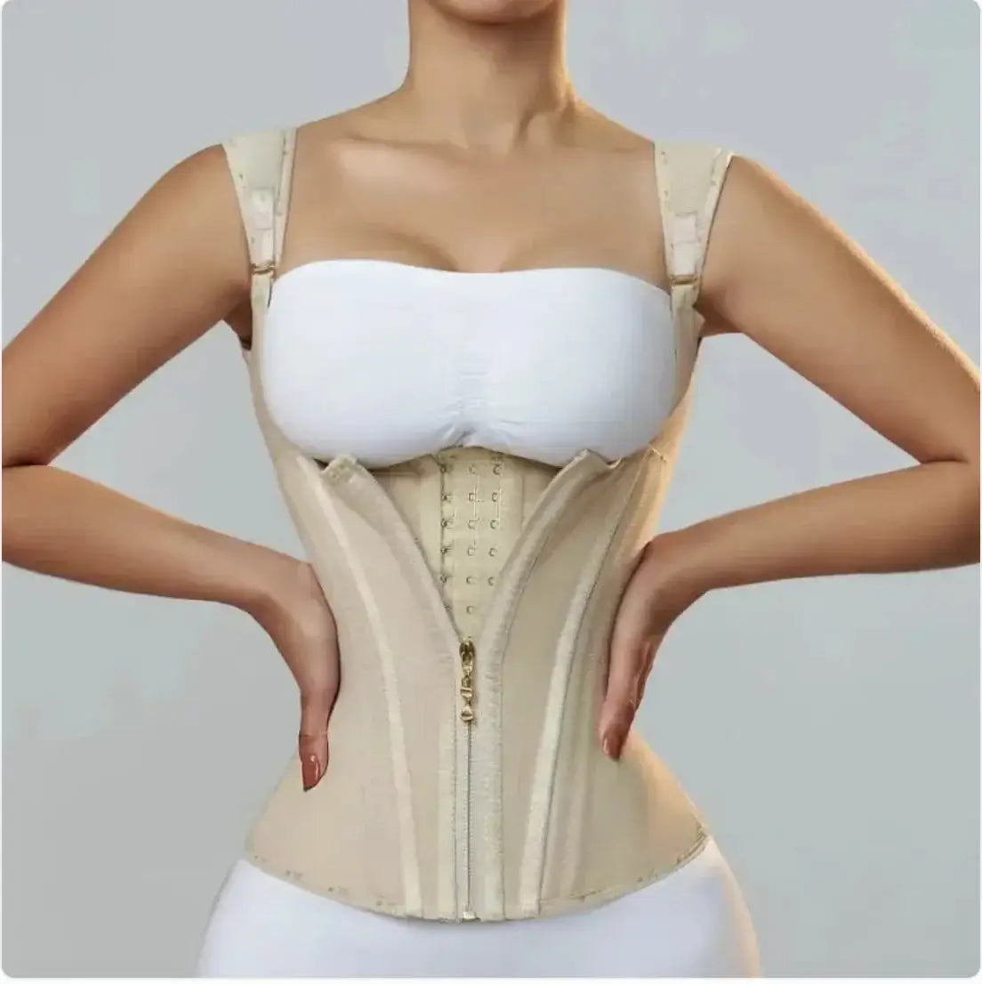 Retro Zipper Front Shapewear Top