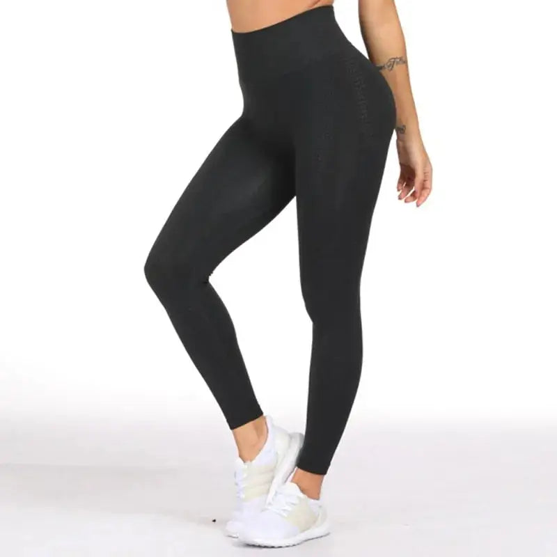 Women Black Seamless Leggings Tummy Control