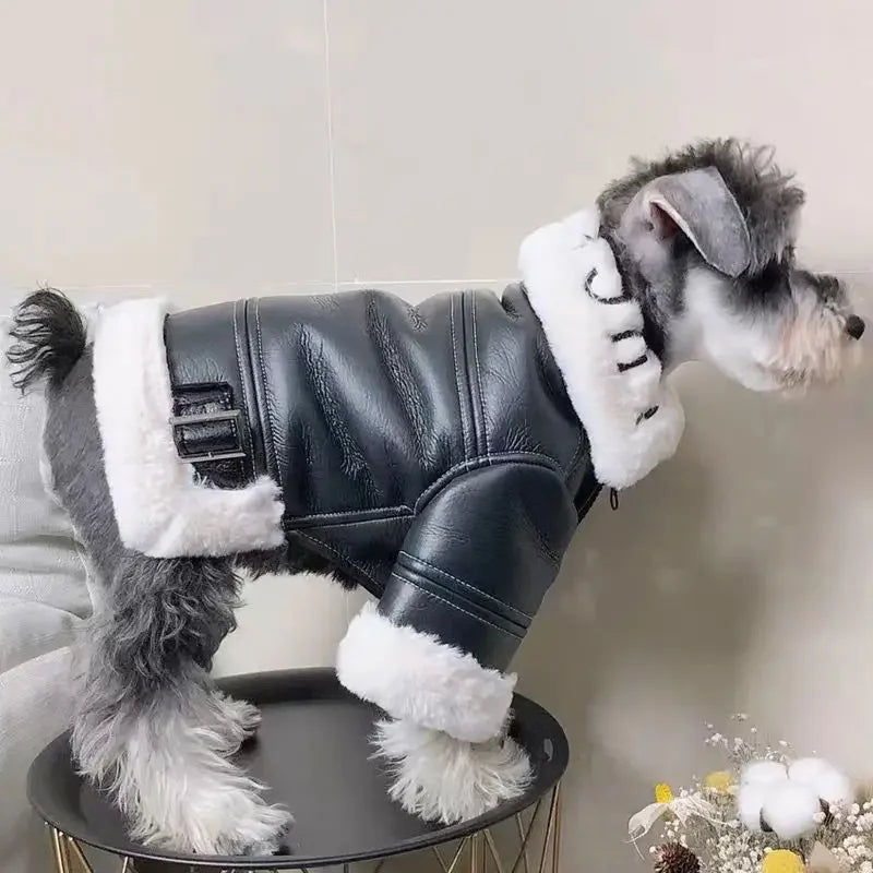 Pet Leather Winter Coat