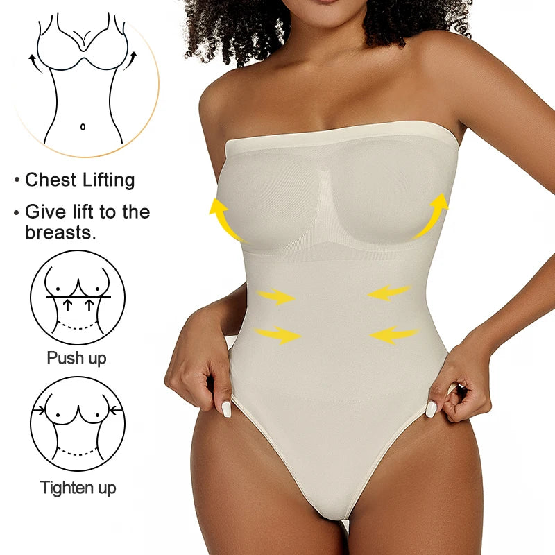 Womens Bodysuits Sexy Strapless Shapewear