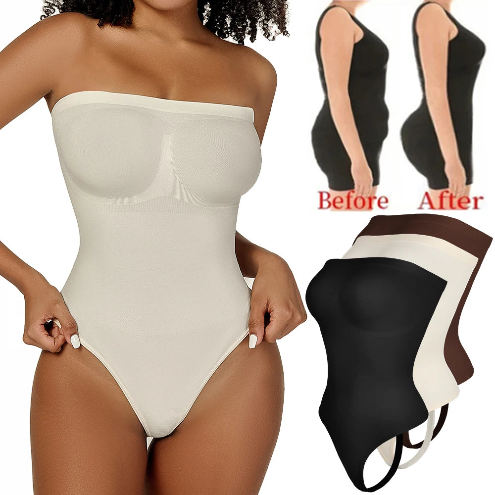 Womens Bodysuits Sexy Strapless Shapewear