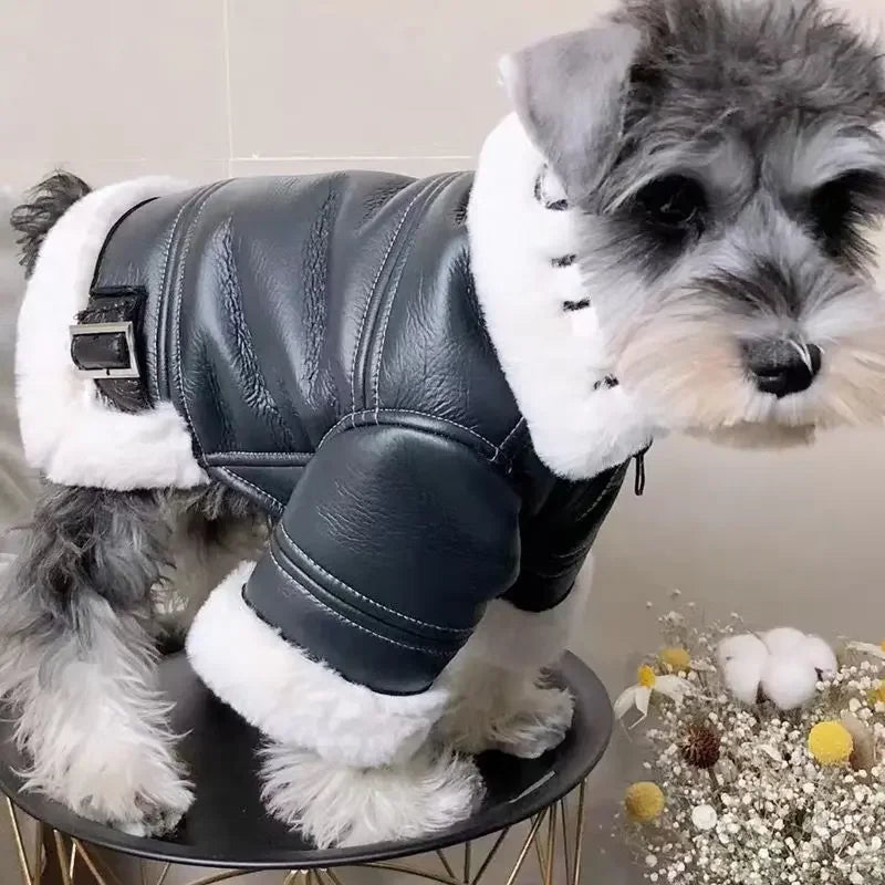 Pet Leather Winter Coat