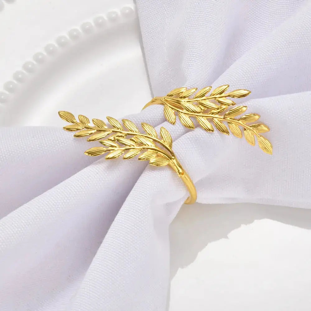 12/6/2Pcs Gold Leaf Napkin Rings Fall Napkin Holder for Christmas Thanksgiving Wedding Dinnig Table Decoration Party Supplies