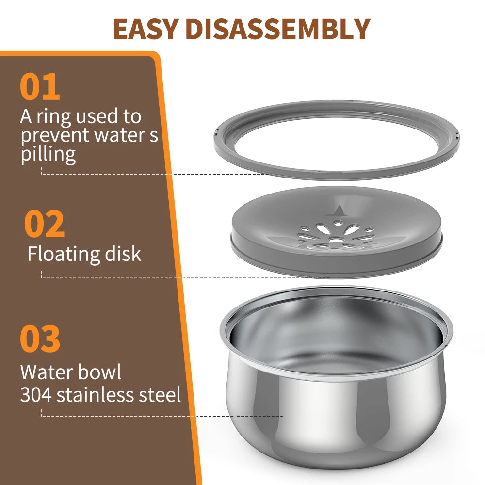 4.3L Pet Floating Bowl Stainless Steel Non-Wetting Mouth Water Dispenser Portable Water Drinker Pet Supplies for Dog Cat