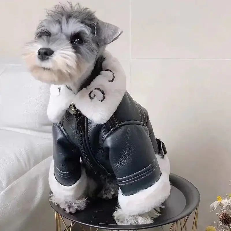 Pet Leather Winter Coat