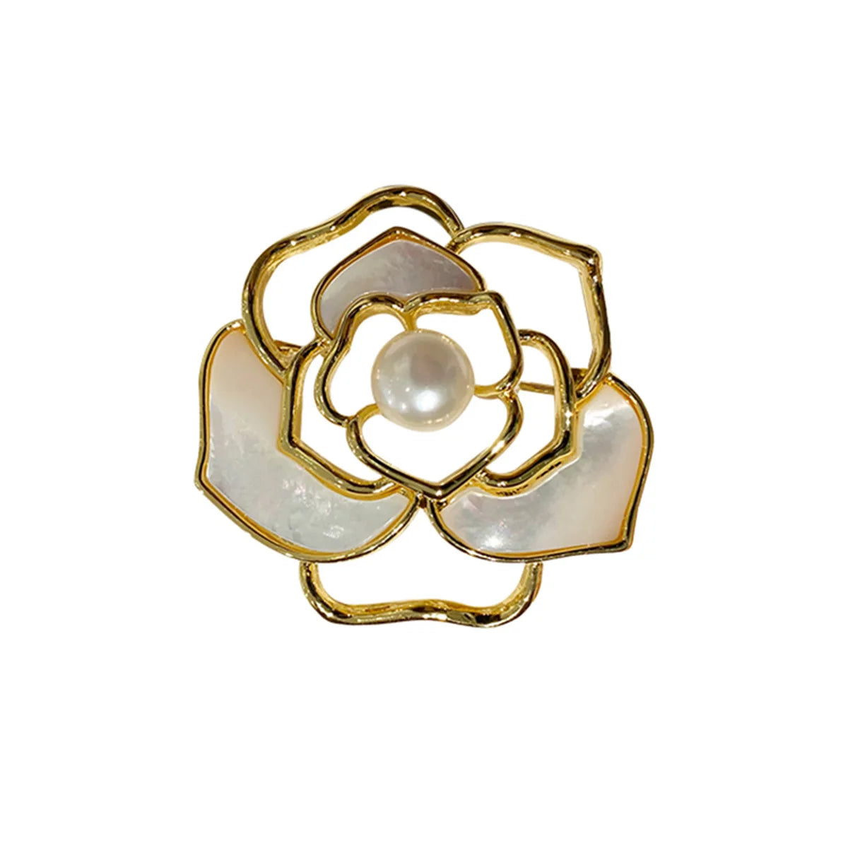 1PCS New Tulip Flower Golden Brooch Elegant Design Sense Rose White Stone Jewelry Luxury 2024 High Quality