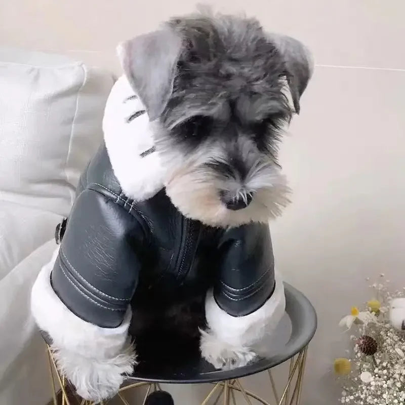 Pet Leather Winter Coat