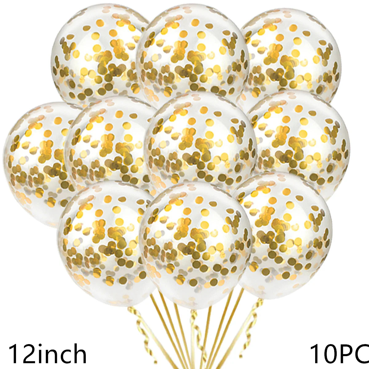 12inch 10PCS Gold Sliver Confetti Balloons