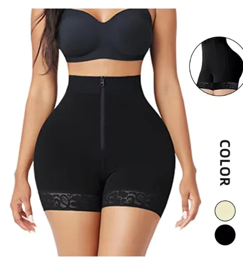 High-Waisted Zipper Shapewear with Butt Lifter